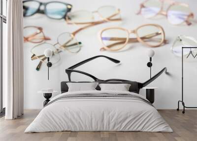 optical glasses in white background Wall mural