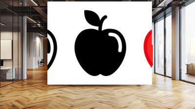 red apple icon. eco fruit sign. fresh food symbol. vegetarian symbol. diet pictogram. Health illustration. Wall mural