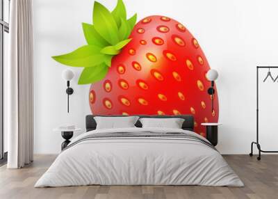 Vector icon of Strawberry - juicy realistic illustration of single isolated berry. Wall mural