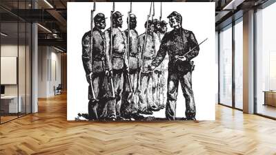 African American Soldiers, vintage illustration Wall mural