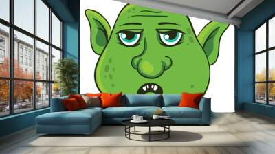 Green troll face, illustration, vector on white background Wall mural