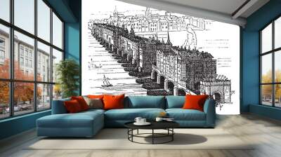 Old Medieval London Bridge, in England, United Kingdom, vintage Wall mural