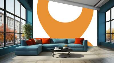 Orange location pin, illustration, on a white background. Wall mural