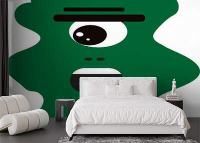 Weird green monster, illustration, vector on a white background. Wall mural