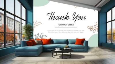 Set Thank You Card Elegant Line Art Love Shop Customer Template illustration Wall mural