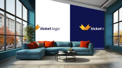 Travel ticket modern logo design illustration. Creative silhouette of travel ticket coupon card vacation holiday trip outdoor transportation. Fit for travel ticket booking company icon. Wall mural