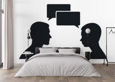 Two men silhouette talking Wall mural