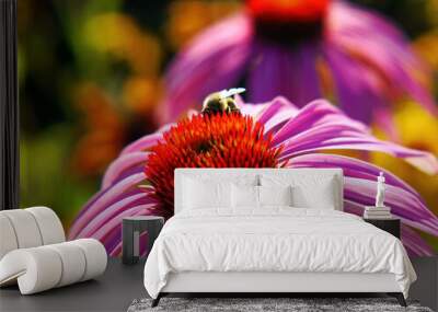 Bee collecting nectar on a beautiful flower Wall mural