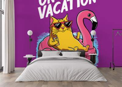 ON VACATION TYPOGROPHY T SHIRT DESIGN Wall mural