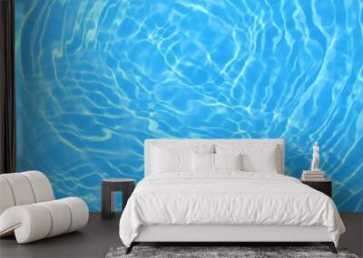 Blue mint water texture with rings and ripples. spa concept background, flat lay, copy space Wall mural