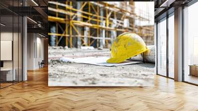 safety helmet with building blueprint Wall mural