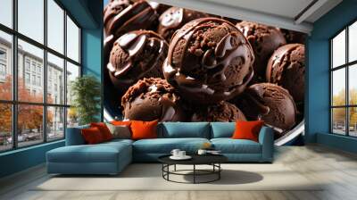 Close-up of chocolate ice cream texture for food background Wall mural