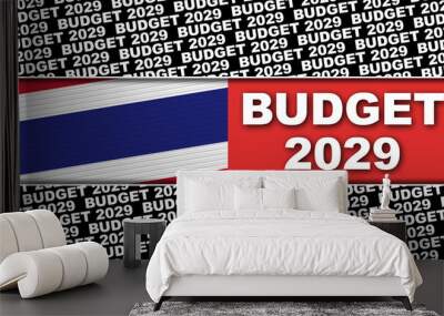 Thailand Budget 2029 Title and Flag Concept - 3D Illustration  Wall mural