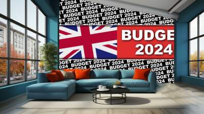 United Kingdom Budget 2024Title and Flag Concept - 3D Illustration  Wall mural