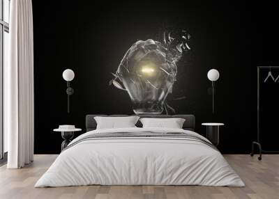 Isolated Incandescent Lightbulb Breaking Wall mural