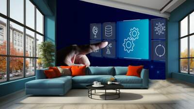 Animation of technology and business process Hyperautomation with digital interface icons	
 Wall mural