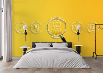 Magnifying glass focuses on Colourful Certification and standardization process, iso-certified business, conformity to international standards and quality assurance concept. Wall mural