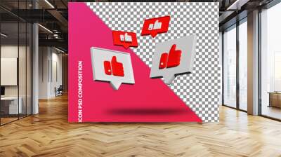 more like for social media 3d icon with transparent background Wall mural