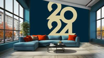 2024 typography logo design concept. Happy new year 2024 logo design Wall mural