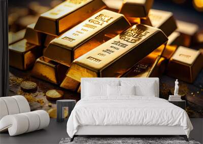 pile of gold bar background banner  Wall mural