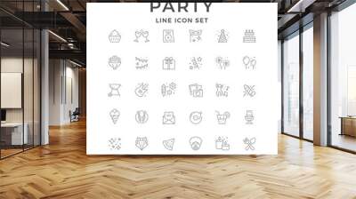 Set line icons of party Wall mural