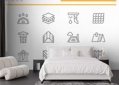 Set line icons of roof Wall mural