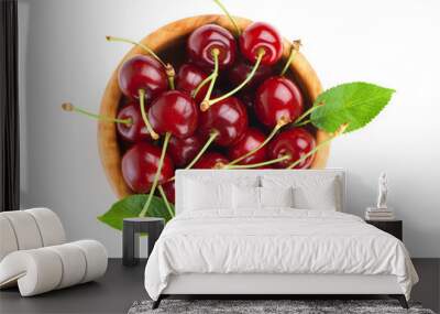 Sweet cherry, isolated on white background Wall mural