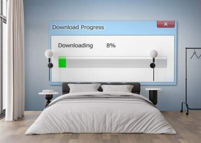 Dialog window, download progress stuck at the beginning, outdated software Wall mural