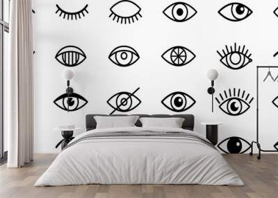 Basic RGBOutline eye icons. Open and closed eyes images, sleeping eye shapes with eyelash, vector supervision and searching signs Wall mural