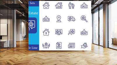 Real Estate minimal thin line web icon set. Included the icons as realty, property, mortgage, home loan and more. Outline icons collection. Simple vector illustration. Wall mural