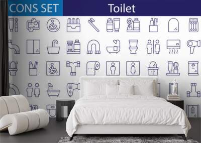 Toilet Line Editable Icons set Wall mural