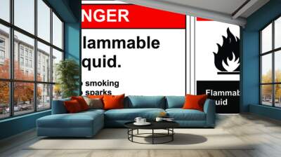 Sign danger flammable liquid. Safety sign Vector Illustration. OSHA and ANSI standard sign. eps10 Wall mural