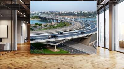 Traffic on Hassan II bridge in Rabat, Morocco Wall mural