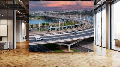 Traffic on Hassan II bridge in Rabat, Morocco Wall mural