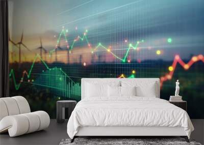 Conceptual image depicting the rise in energy prices, highlighting the increasing costs of energy and the shift towards sustainable alternatives and renewable resources to combat these challenges.  Wall mural