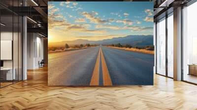 Empty asphalt road, Adventure road in desert Wall mural