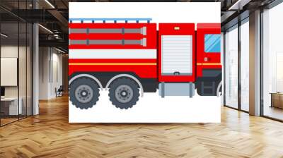 Fire engine vector flat design isolated object on white background. Wall mural