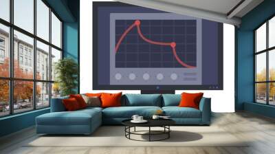 Image of red graph with two dots on monitor screen Musician vector icon flat isolated illustration. Wall mural