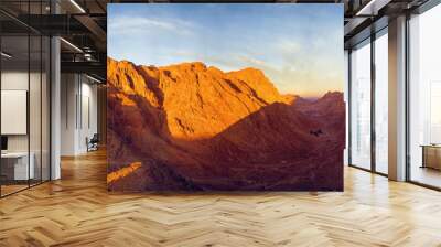 Amazing Sunrise at Sinai Mountain, Beautiful dawn in Egypt, Beautiful view from the mountain Wall mural