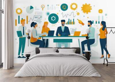 Business Meeting Illustration Wall mural