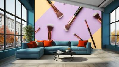 Brush set for make-up on colorful background Wall mural