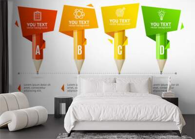 Business Infographic Pencil Banner Card. Vector Wall mural