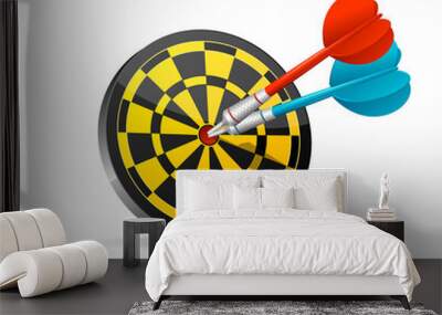 Classic Darts Board with colorful darts. Wall mural