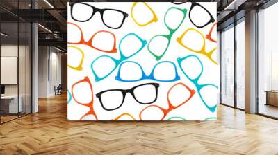 Glasses Hipster Style Background Pattern. Vector Wall mural