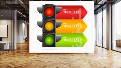 realistic 3d detailed road traffic light banner card. vector Wall mural