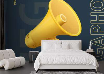 Realistic Detailed 3d Megaphone Advertising Concept Banner Card. Vector Wall mural