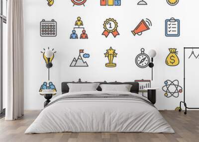 Start Up Motivation Brainstorming Color Icon Set. Vector Wall mural