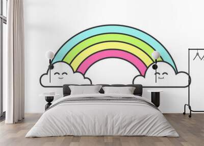 Cute rainbow kids colorful illustration. Vector isolated. Wall mural