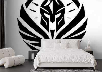 A black warrior  logo on white background Wall mural