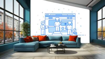 Vector illustration in flat outline style. Graphic design concept of web and user interface development. Wall mural